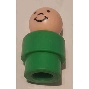 Vintage Fisher Price Little People wooden head & body (green) boy